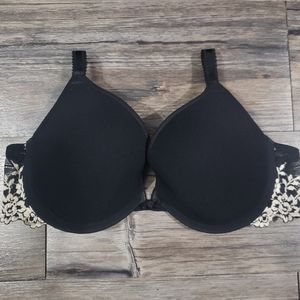 Wacoal Embrace Lace Plunge Push Up Bra 34c Sexy Black Lingerie